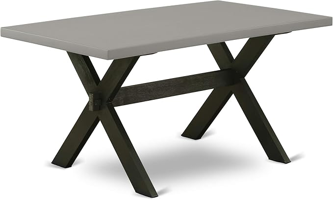 East West Furniture X696AB106-5 5 Piece Modern Dining Table Set Includes a Rectangle Wooden Table with X-Legs and 4 Shitake Linen Fabric Upholstered Parson Chairs, 36x60 Inch, Multi-Color