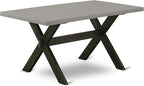 East West Furniture X696AB106-5 5 Piece Modern Dining Table Set Includes a Rectangle Wooden Table with X-Legs and 4 Shitake Linen Fabric Upholstered Parson Chairs, 36x60 Inch, Multi-Color