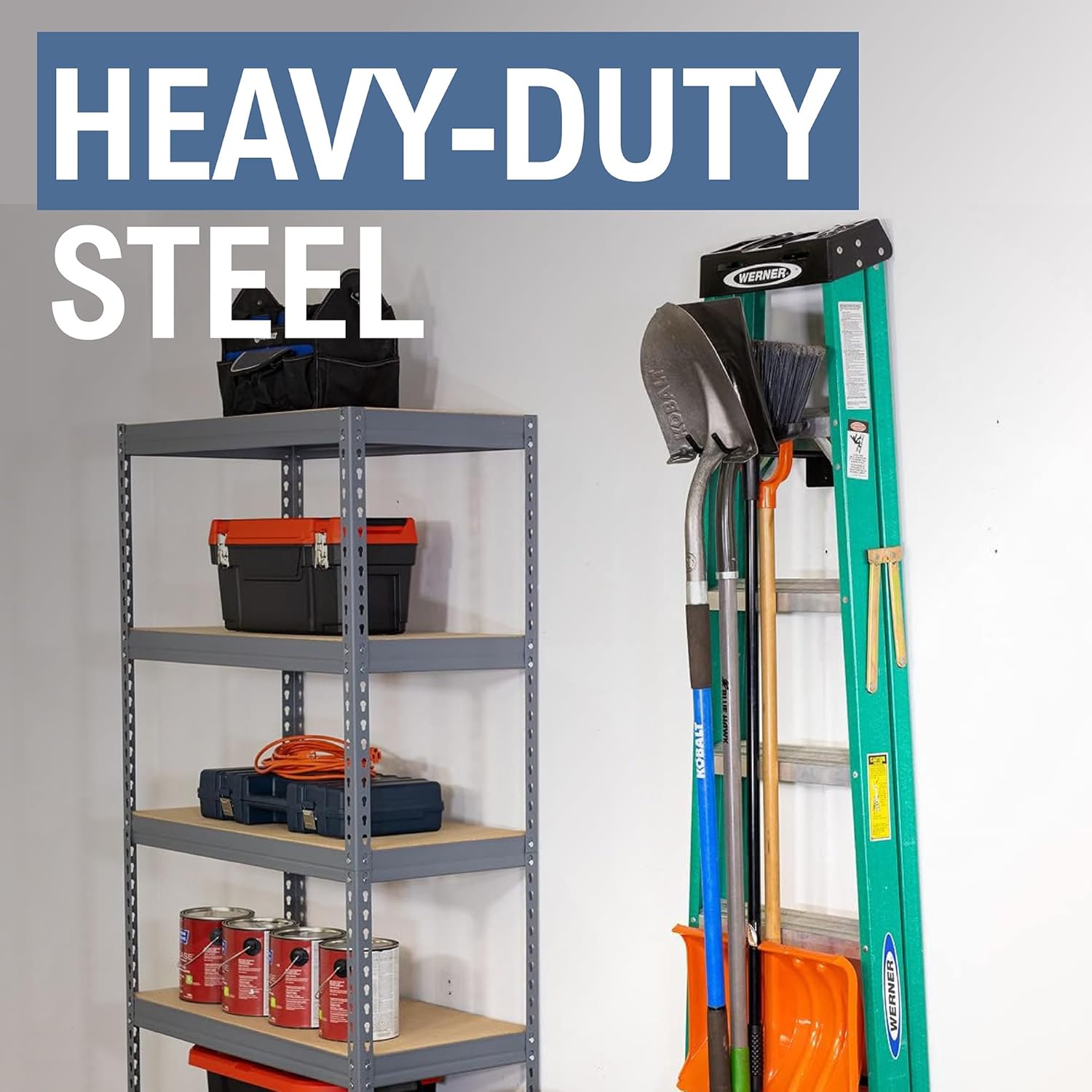 StoreYourBoard Ladder Storage Wall Hook – Heavy Duty Steel Ladder Hanger for Garage Wall, Holds 2–3 Ladders, Ladder Hooks for Wall Mount, Supports up to 50 lbs
