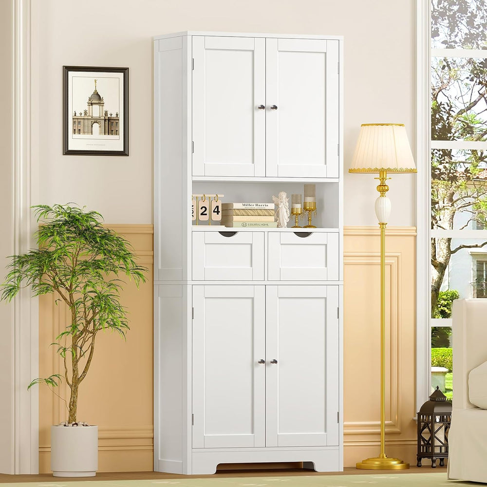 TEENFON Kitchen Pantry Cabinet with Adjustable Shelf, Tall Storage Cabinet wi...