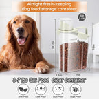 3-5 LBS Dog Food Storage Container Upgraded Large Nozzle BPA-free, Plastic Pet Food Storage Containers, With 4 Sealed Clasps, 1 Measuring Cup and Handle (2,Beige, 3L)