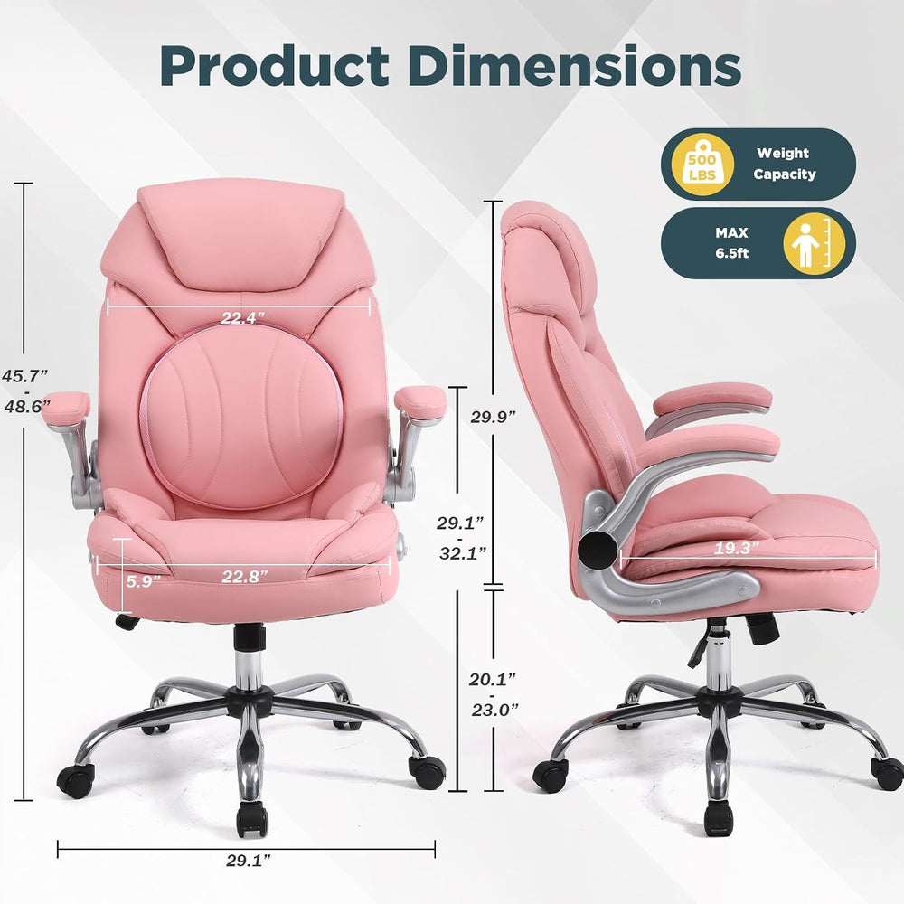 Plus Size Criss Cross Wide Comfy Office Desk Chair with Back Support, Pink | ...