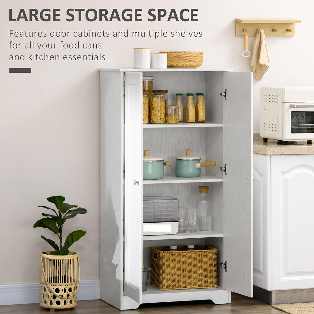 Modern Pantry Storage Cabinet, Freestanding Kitchen Cupboard with 2 Doors, Ad...