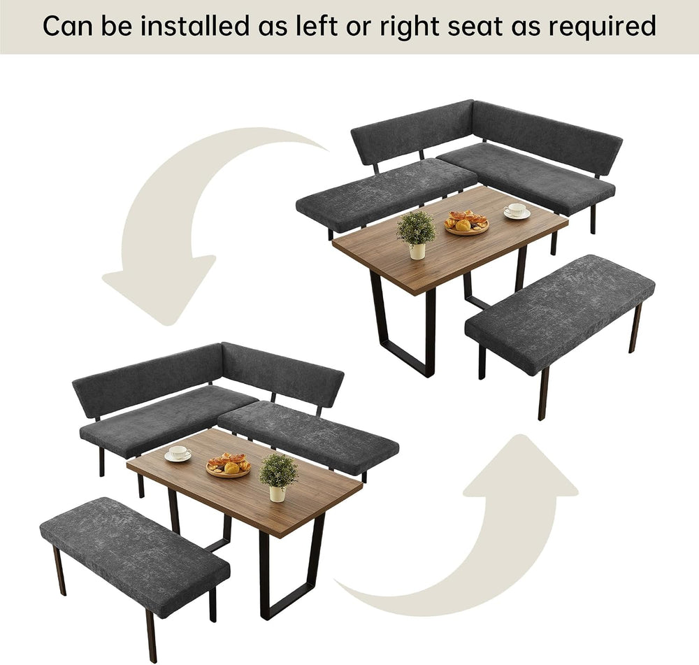 HIPIHOM 3-Piece Corner Dining Table Set with Bench, 67 Inch Space-Saving Brea...