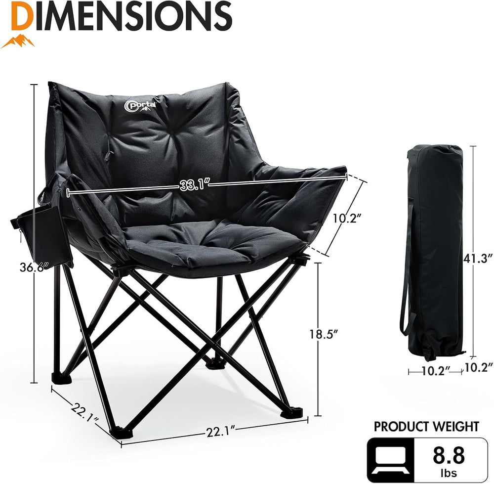 Portal 33" Oversized 2 Pack Padded Camping Chair - Heavy Duty Folding Ch...
