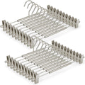 VWV 20-Pack Adjustable Women's Skirt and Pants Hangers, Durable, Space-Saving, Suitable for Jeans, Shorts, Underwear, Sports Bras (Matte Pearl Nickel