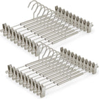 VWV 20-Pack Adjustable Women's Skirt and Pants Hangers, Durable, Space-Saving, Suitable for Jeans, Shorts, Underwear, Sports Bras (Matte Pearl Nickel
