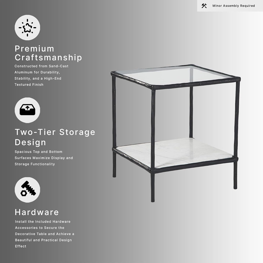 Signature Design by Ashley Modern Glass and Marble End Table, Ryandale