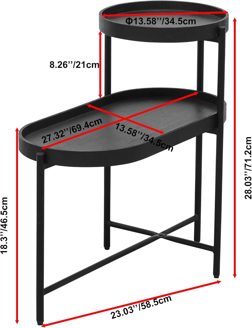 2 Tier Side Table with Storage Shelve Small Sofa Table Modern Metal End Table...