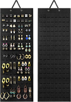 Lolalet Hanging Earring Holder Organizer with 20 Hooks for Women, Earring Organizer Wall Earrings Hanger Pierced Earring Storage, Felt Stud Earring Display, 608 Holes for Earrings - Black, 1 Pack
