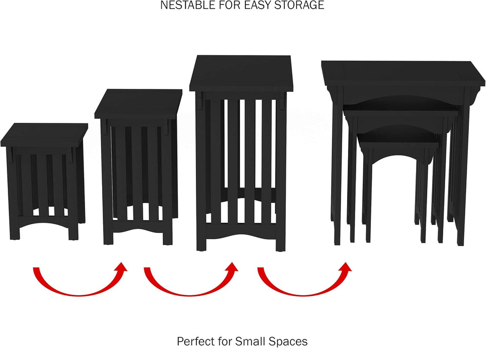 Lavish Home Nesting Tables, Black, Set of 3, 21.5”/15.75”/10.75” | Traditiona...