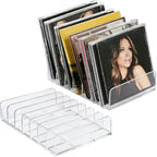 2 Pack Clear Acrylic CD Holder: DVD and CD Storage Box - CD Display Rack CD Organizer - Vinyl Record Storage Holds up to 14 Standard CD Cases for Media Shelf Storage and Organization