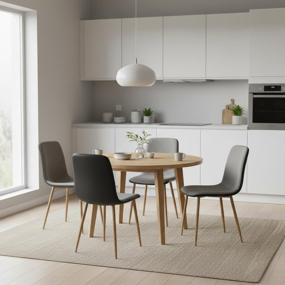FurnitureR Dining Chairs Set of 4, Fabric Cushion Side Chairs Mid-Back with P...