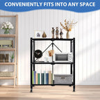 3-Tier Foldable Storage Shelf with Wheels, Metal Collapsible Shelving Unit, Rolling Utility Cart for Kitchen Pantry Closet Office, Pre-Assembled Storage Rack Organizer