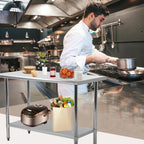 24inch x 60inch Stainless Steel Kitchen Work Table Food Prep Table NSF Commercial Worktable Adjustable Table Foot Duty Metal Table Scratch Resistent Antirust Restaurant Kitchen, 24 x 60 inch