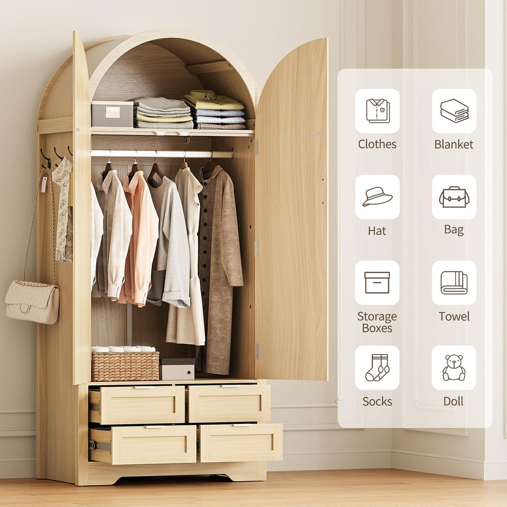 Armoire Wardrobe Closet with 4 Drawers - Wood Bedroom Armoires and Wardrobes ...