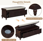 Merax Classic Storage Bench with Cushioned Seat and Three Drawers for Entryway & Living Room & Bedroom, Espresso