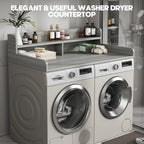 2-Tier Washer And Dryer Countertop With 2.75"H Guard,54"W x 27.5"D Laundry Countertop Cover With Non-Slip Pad,Large Space Laundry Topper For Folding Clothes Over Washer And Dryer-Stripe Gray