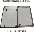HAHIYO Stackable Mesh Tray Cup 9 x 6 x 2 inches Sturdy Container for Desk Drawer Organizer Collection for Home Office School kitchen Soft Foam Feet No Sharp Edges 1 Pack Black