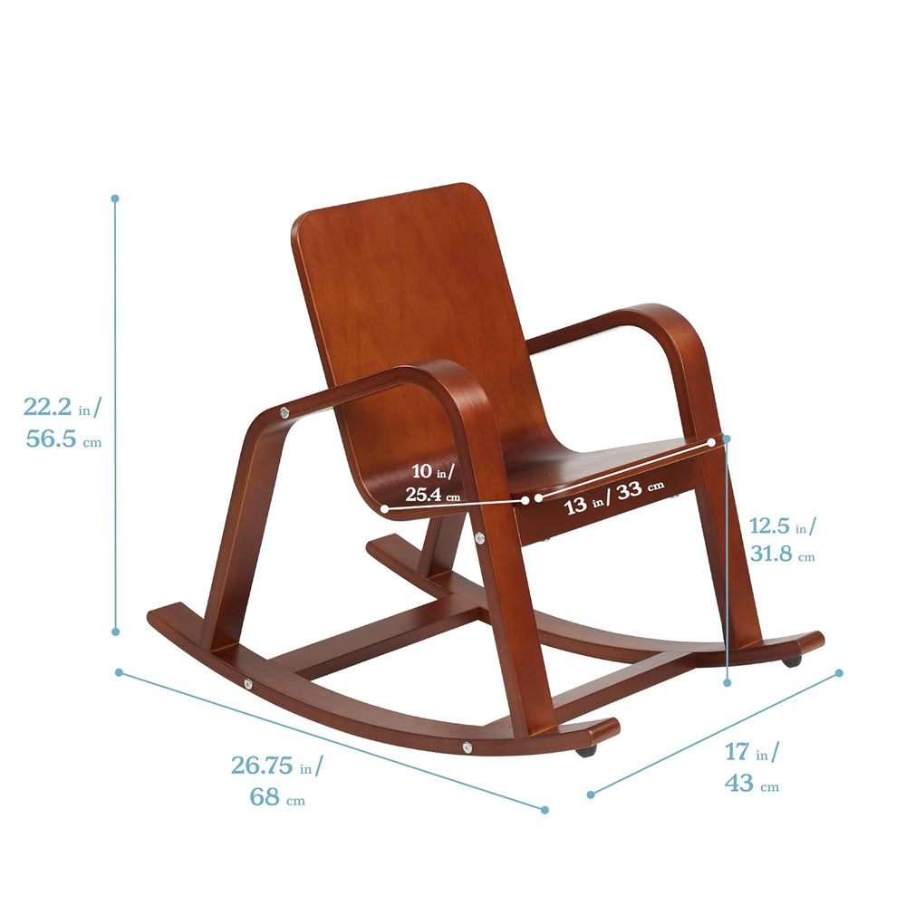 ECR4Kids Bentwood Rocking Chair with Armrests, Montessori, Dark Walnut | Dura...
