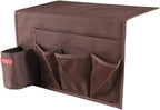 5 Pockets Bedside Caddy, Bedside Storage Organizer for Water Bottles, Magazines, Phone, Glasses (5 Pockets-Coffee)
