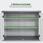 Macrout 25 Cu.Ft Small Plastic Outdoor Storage Cabinet with Shelves, 4.3 x 2.5 ft Waterproof Resin Outdoor Storage Shed with Floor, Lockable Horizontal Shed for Garden and Patio
