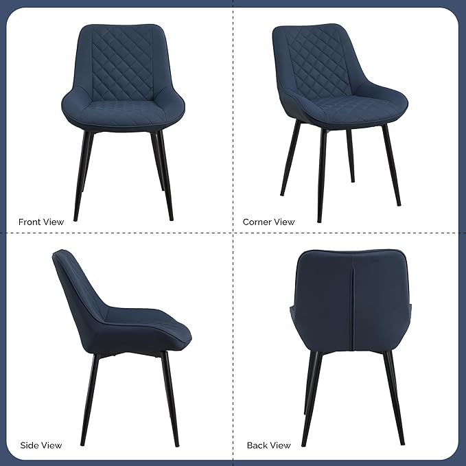 Dining Chair Set of 2, Modern Dining Chairs with Thick Cushions, Faux Leather...