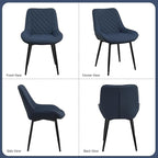 Dining Chair Set of 3, Modern Dining Chairs with Thick Cushions, Faux Leather Upholstered Kitchen Dining Room Chairs with Metal Adjustable Legs for Dining Living Room, Blue