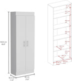 Modern Kitchen Pantry, Storage Cabinet with 2 Doors and Multiple Shelves, White, Engineered Wood, for Dining Room, Easy to Clean