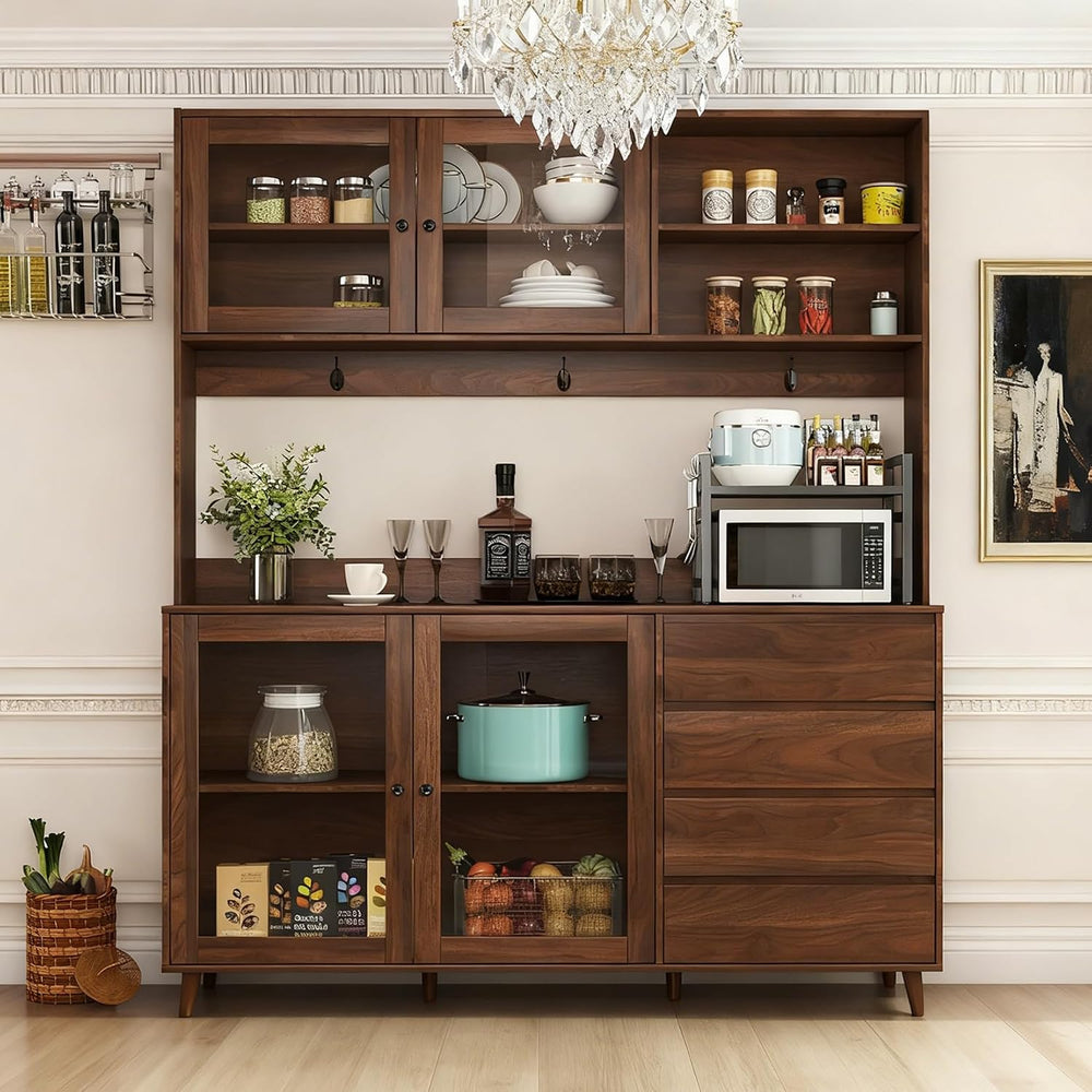 74.8" Tall Farmhouse Pantry Storage Cabinet, Large Kitchen Hutch Cabinet...