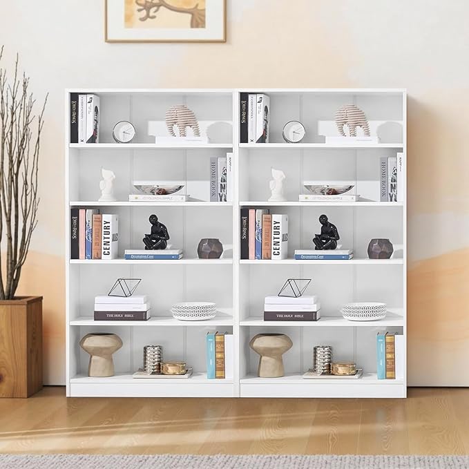NicBex 59.8“ Heavy Dute Wood Bookcase with Adjustable Shelves, Modern Manga Bookshelf for Living Room, Office, Small Spaces, Manga and Book Shelves Storage, Tip-Over Resistant, 33" Wide White