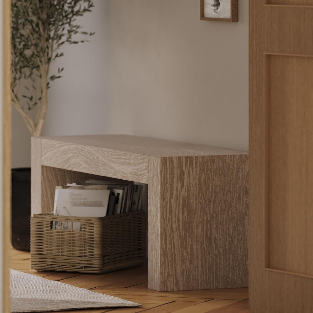 Maven Lane Zeno Bench, Grey Solid Wood | Handcrafted Solid Wood Bench, Ideal ...