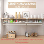 Expandable Under Cabinet Shelf, Extendable Under Shelf Storage with 0.94 Inches Thick Clips for Shoe Rack, Pantry Cabinet, Laundry Room. (White, 2 Pack, Interior: 6" H x 8.26" D)