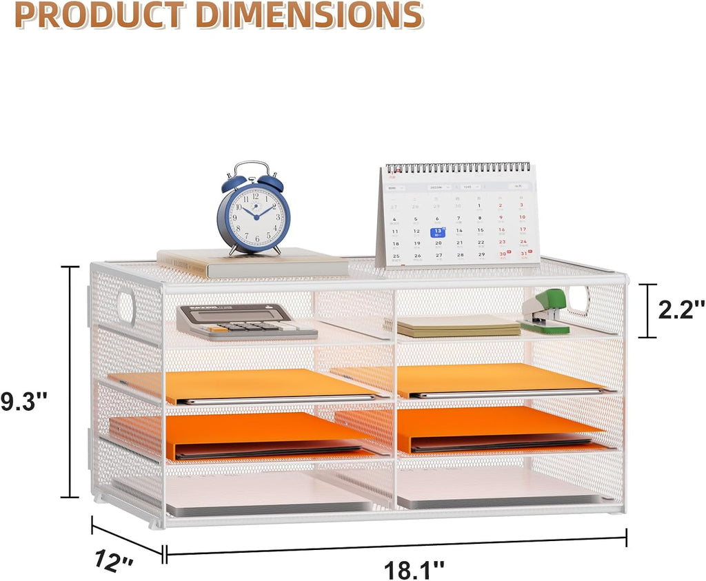 Marbrasse 5 Tier Desktop Literature Organizer, Mesh Paper Organizer Desk Organizers, File Sorter Mail Center Paper Storage Cabinet Classroom Keepers Mailbox for Office Home School,White