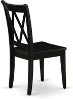 East West Furniture SHCL5-BLK-W 5 Piece Dining Room Table Set Includes a Round Wooden Table with Pedestal and 4 Kitchen Dining Chairs, 42x42 Inch, Black