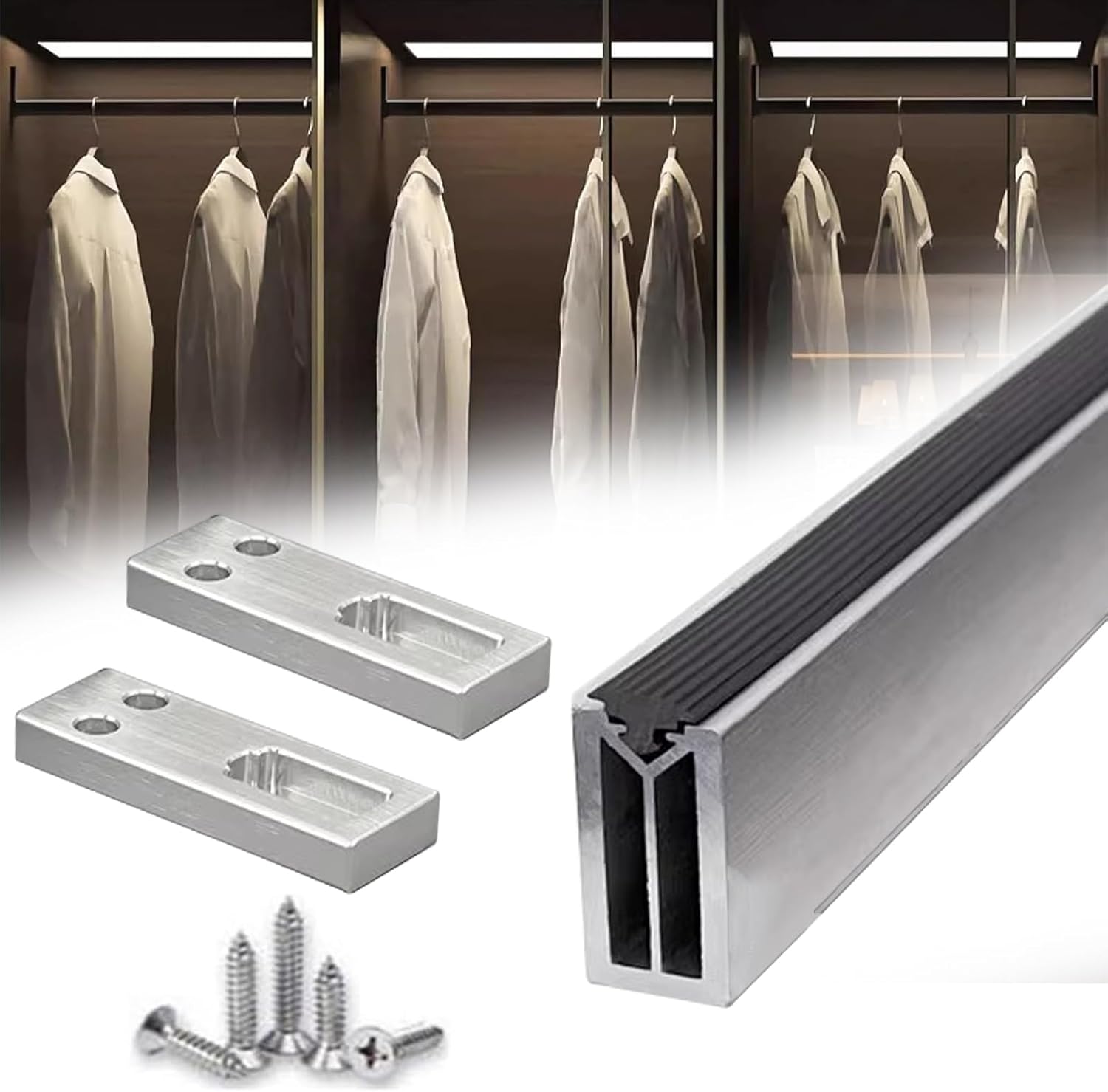 Square Closet Rods-Cuttable, Removable-Heavy Duty Black Wardrobe Rods and Brackets-Commercial, 12 16 18 24 28 30 60 72 In-Suitable for.Laundry.Home.Hotel.Clothing Store (Silver,50in)