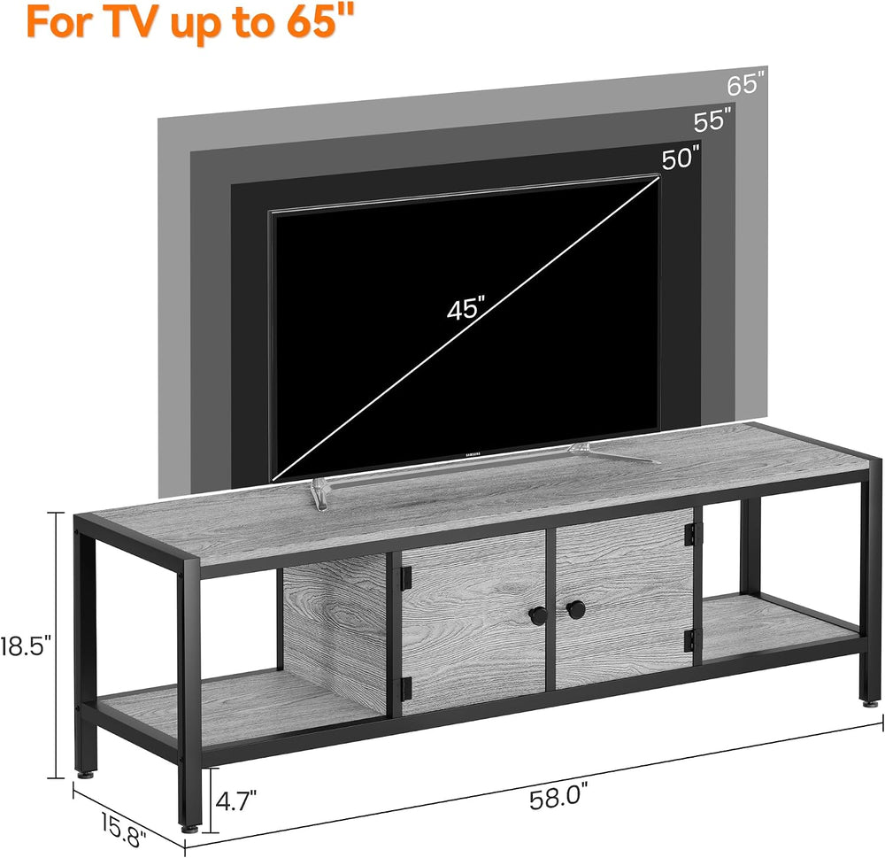 GarveeHome 58 in TV Stand with Storage, Entertainment Center with Adjustable ...