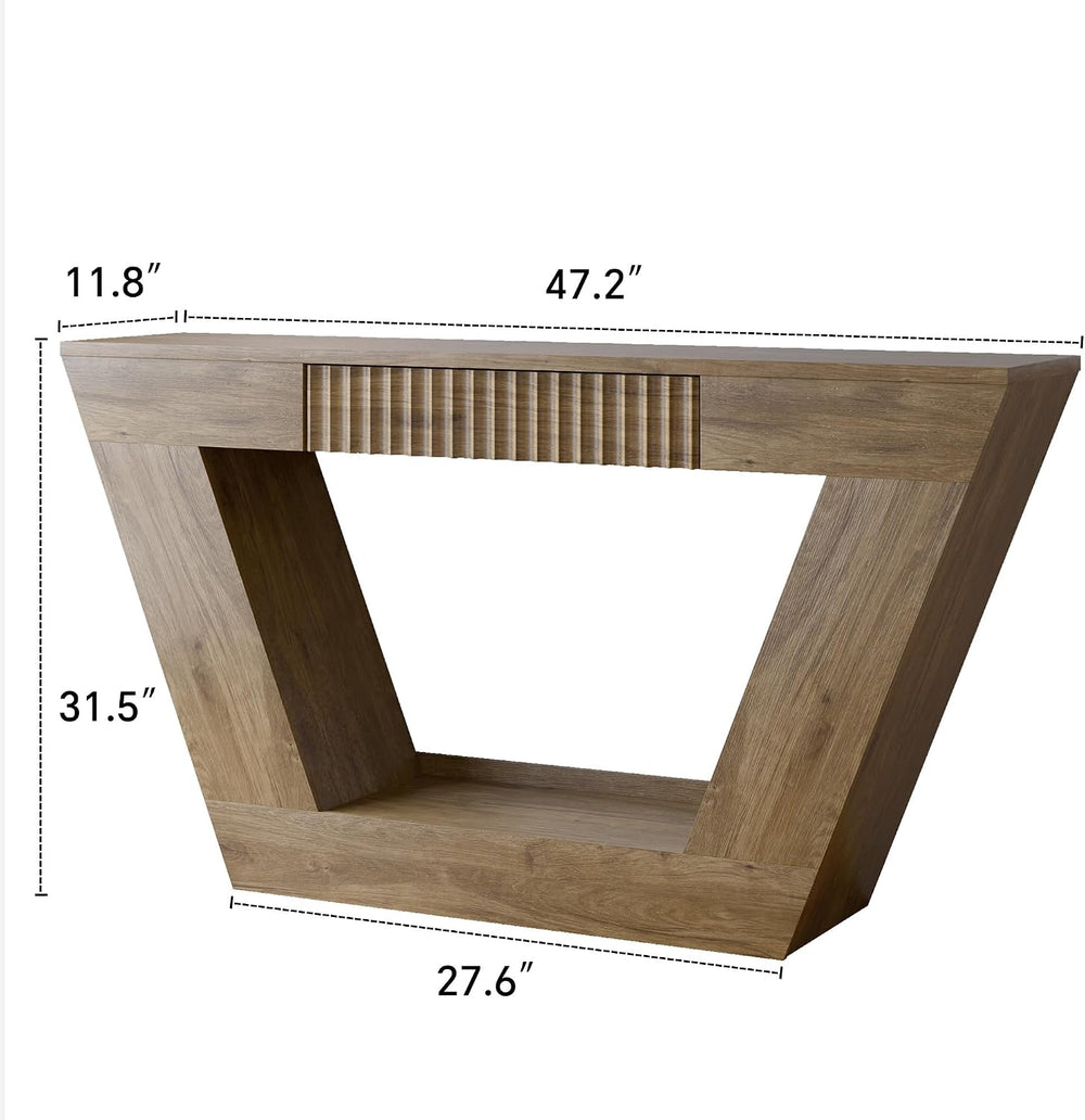 senlin 47" Farmhouse Console Tables for Entryway, Fluted Console Table w...