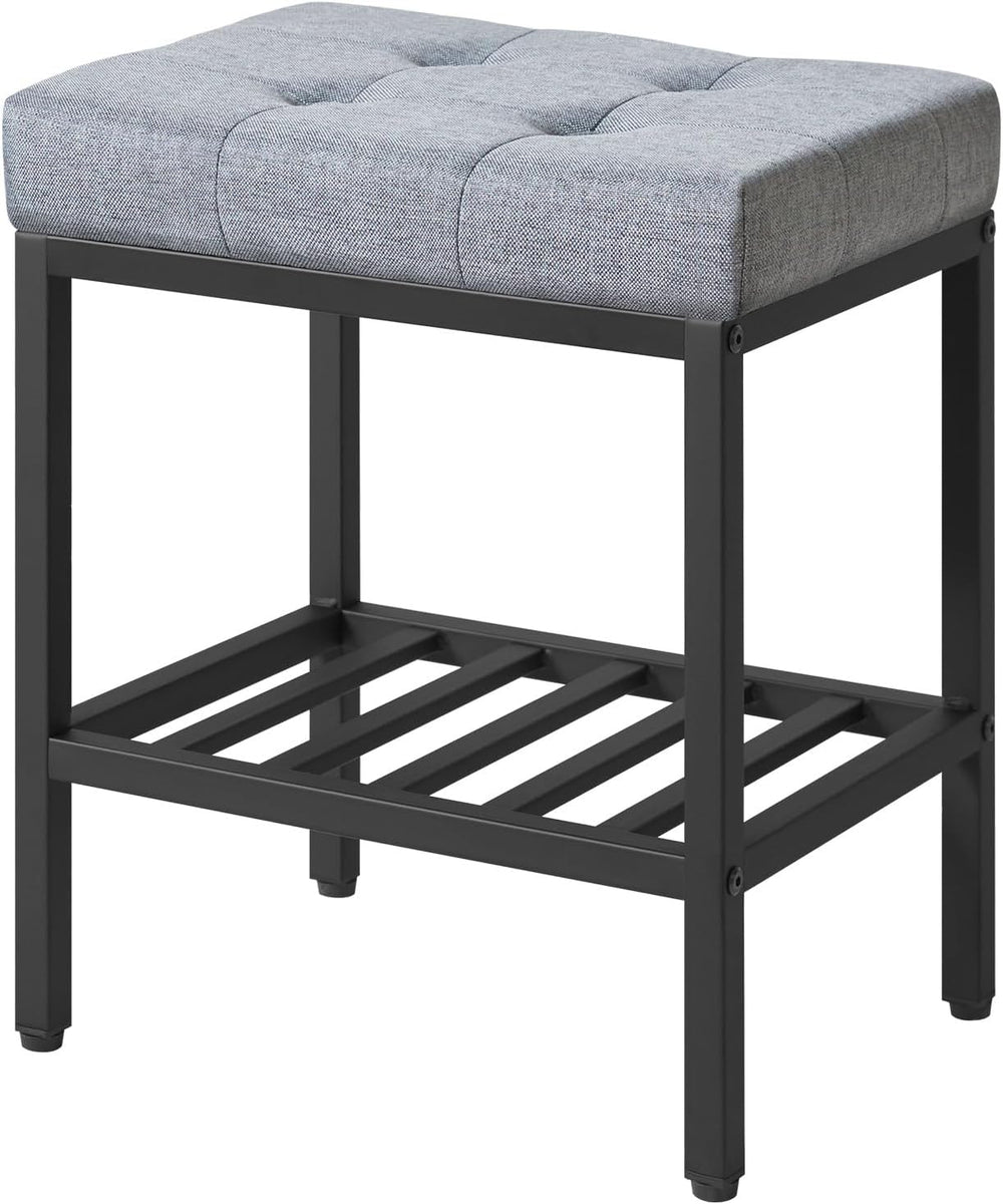 IBUYKE Rectangular Makeup Stool with Adjustable Feet and Storage Space, Footr...