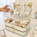 MIUOPUR Stackable Makeup Organizer Drawers, Bathroom Vanity Organizers and Storage, Ideal for Desk and Dresser Countertops, Great for Cosmetics, skincare, Lipsticks, Nail Care -Cream
