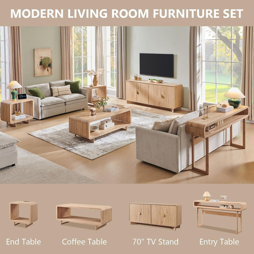 IFGET 23.6" Modern End Table, 2 Tier Side Table with Charging Station, S...