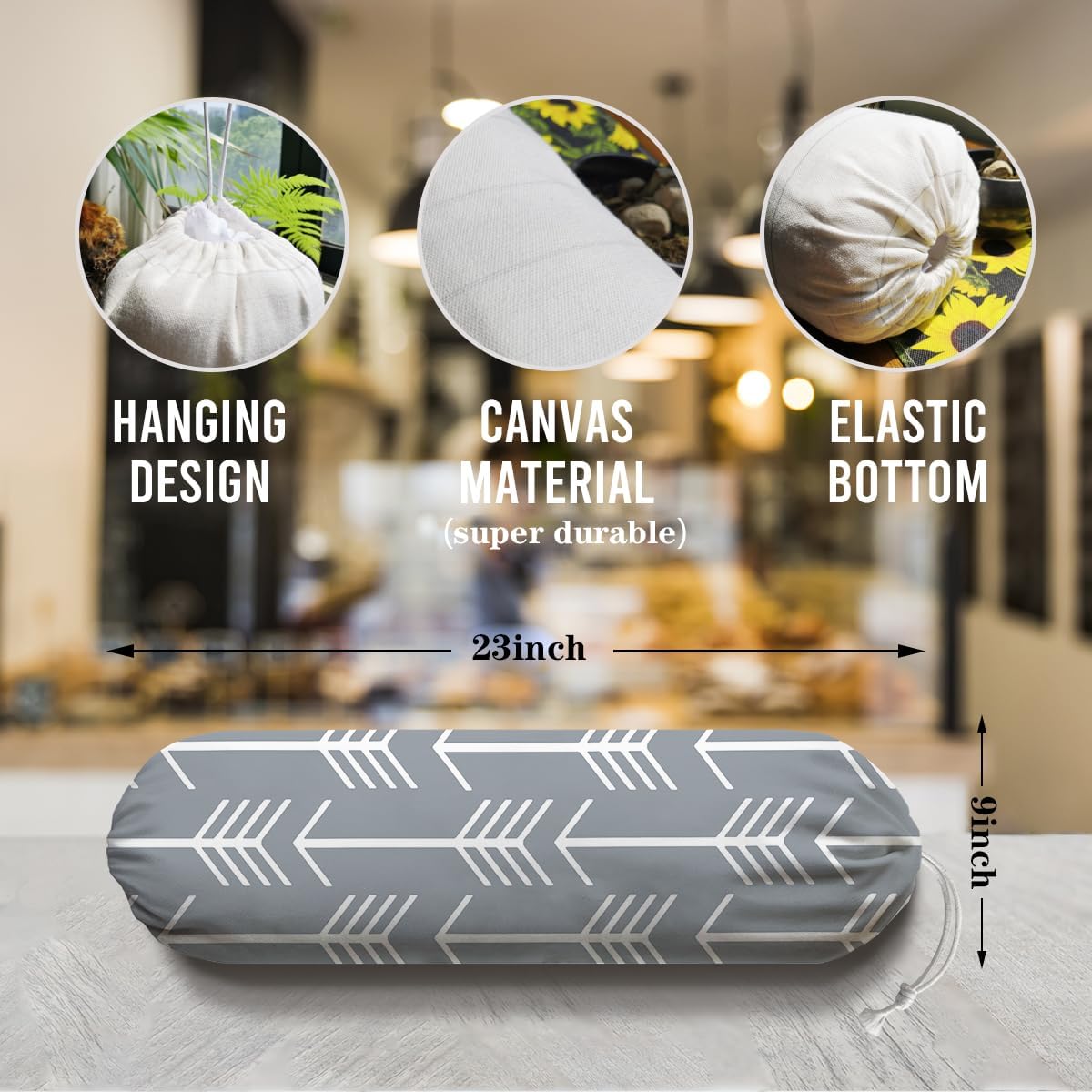 Arrows Plastic Bag Holder, Wall Mount Large Grocery Bags Holder, Washable Shopping Bags Carrierfor Home Kitchen Pantry, Housewarming Gift for Women Friends Family, Kitchen Pattern Garbage Bag 70