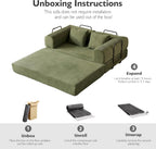59in Boneless Couch Convertible Futon Sofa Bed Queen for Small Space | Corduroy Boneless Sleeper Sofa, Pull Out Modular Couch, Apartment Friendly for Study Room & Living Room, No Assembly | Green