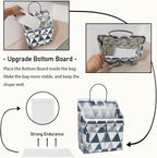 2pcs Small Wall Hanging Organizer Bag, Linen Fabric Door Hanging Storage Basket with Pockets, Waterproof Bin for Kitchen, Bedroom, Office, RV Camper (Triangle)