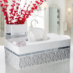 Creative Scents Mirror Damask Toothbrush Holder for Bathroom - Gray & White Toothbrush and Toothpaste Holder - Decorative Toothbrush Cup for Bathroom Holds Multiple Standard Or Electric Toothbrushes
