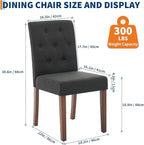 Upholstered Dining Chairs Set of 4, Button Tufted Parsons Chairs with Wood Legs and Padded Seat, Modern Fabric Side Chairs for Dining Room Kitchen Farmhouse Hotel, Black