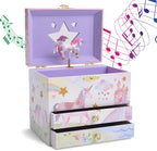 Jewelkeeper Enchanting Unicorn Musical Jewelry Box for Girls - Sparkling Rainbow Design Music Box with 2 Pullout Drawers to Store Earrings, Necklace and Bracelets - Plays The Beautiful Dreamer Tune