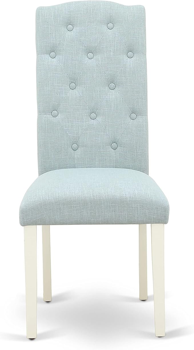 East West Furniture X077CE215-5 5 Piece Dining Table Set for 4 Includes a Rectangle Kitchen Table with X-Legs and 4 Baby Blue Linen Fabric Parson Dining Chairs, 40x72 Inch, Multi-Color