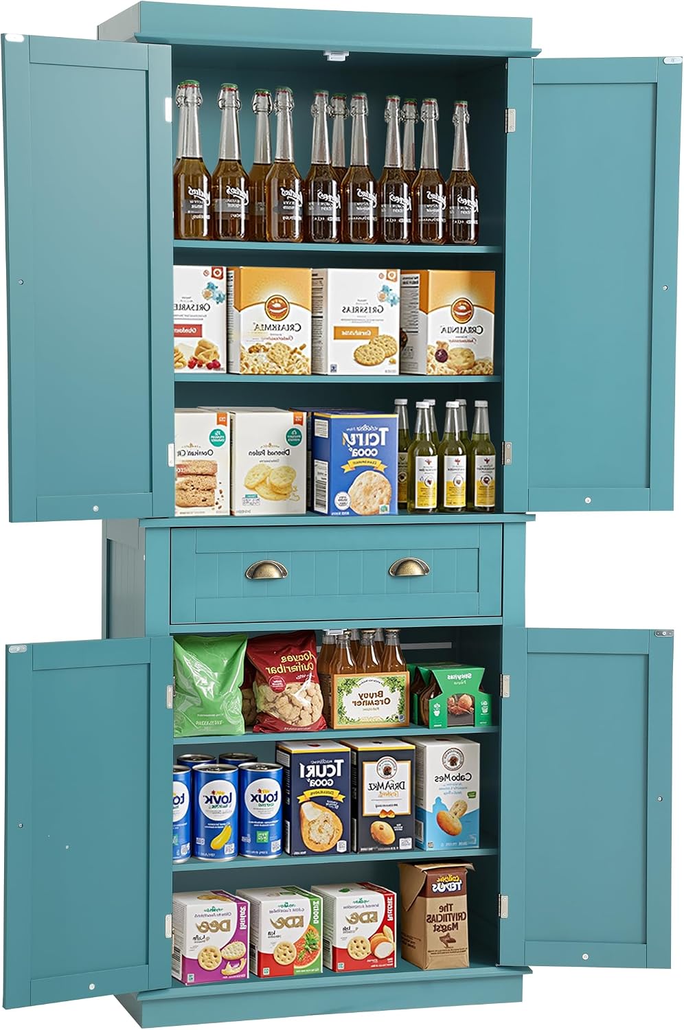 KIGOTY 72" Tall Kitchen Pantry Cabinet with Drawer and 4 Adjustable Shel...