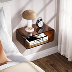 Acrylic Floating Nightstand, Bedside Table, Nightstand Shelf Wall Mounted Bedside Shelf (Dark Brown, Small)
